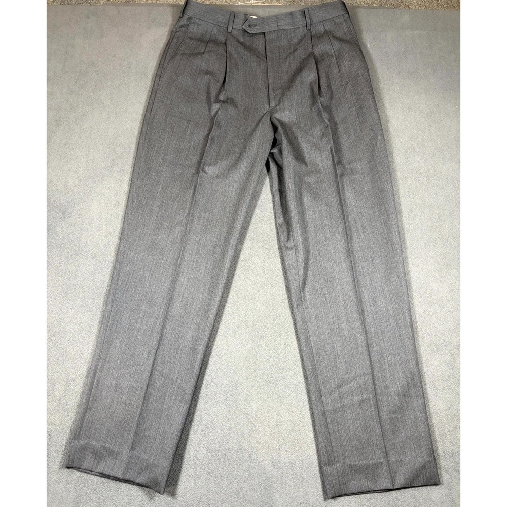 Britches Winston Dress Pants Men 35R Gray Pleated Straight Leg Wool